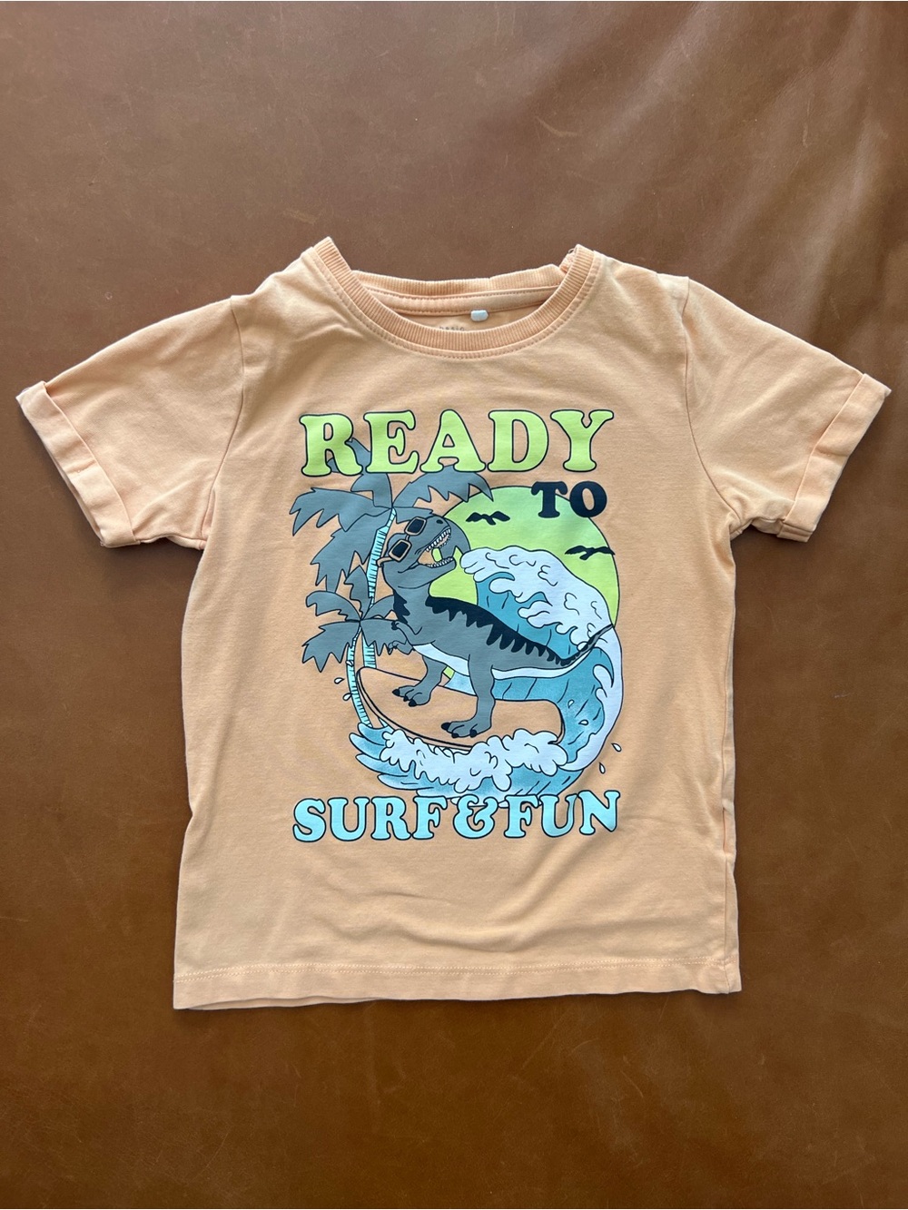 NAME IT Surfing Dino Peach Tee, 4yrs